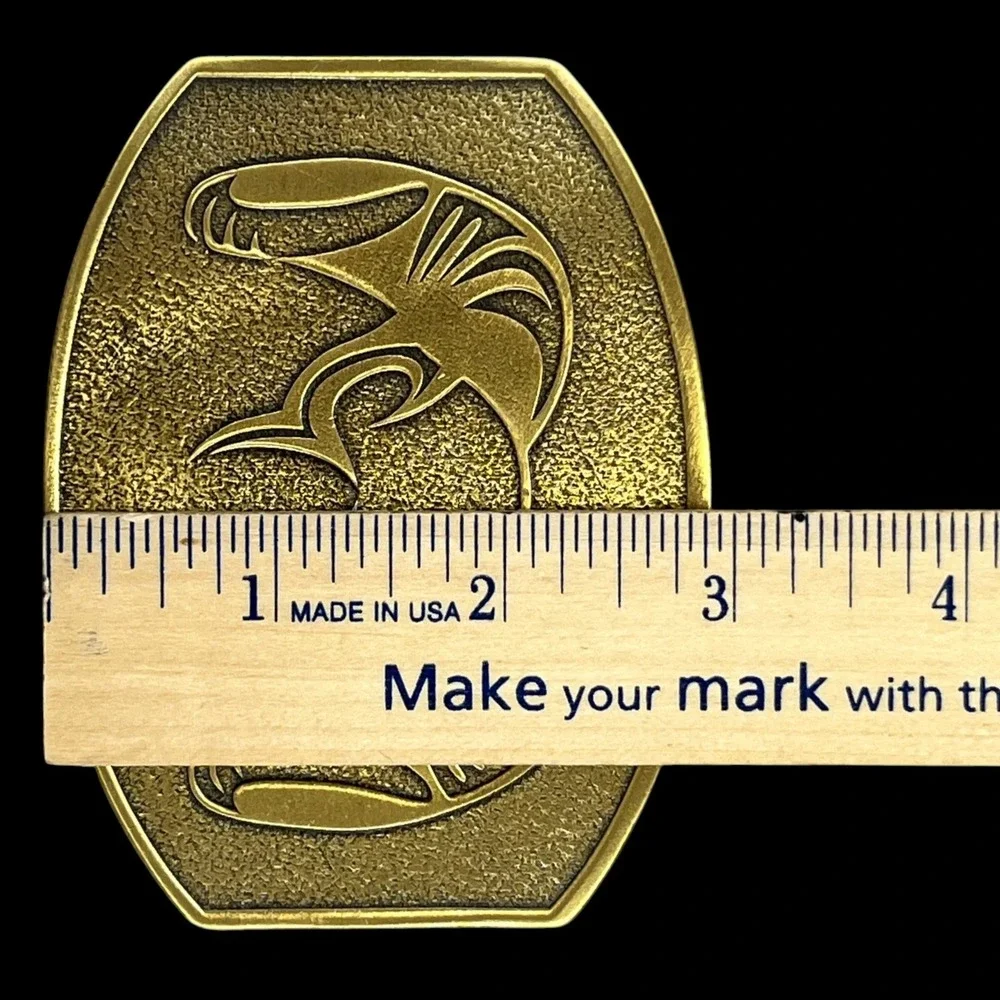 Belt Buckle Tribal Ram Horn Design Unbranded Gold Tone Textured Oval Hardware